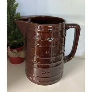 Marcrest 9” Pitcher Daisy And Dot Large 2 qt Oven Proof Stoneware Vintage USA
